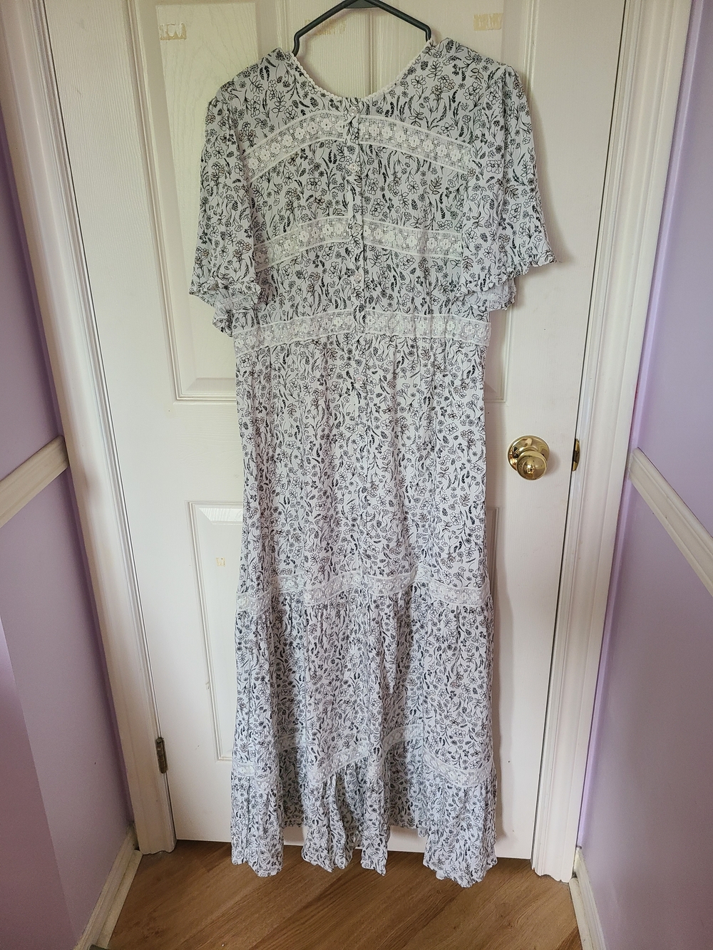torrid Light Gray Floral Lace-Trim Maxi Dress